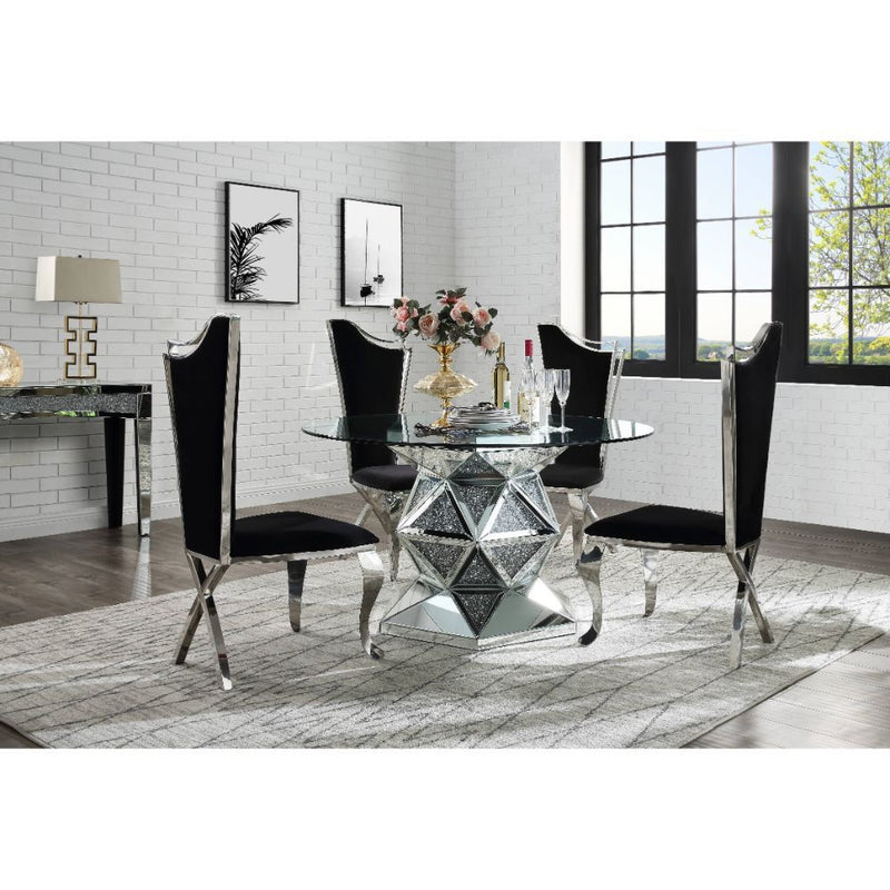 Noralie - 52" Round Dining Table - Mirrored & Faux Diamonds - R&R Furniture Gallery (Fountain Valley, CA)