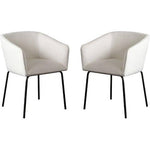 Avery Set of (2) Dining Chairs in Mist White Performance Fabric w/ Black Metal Leg