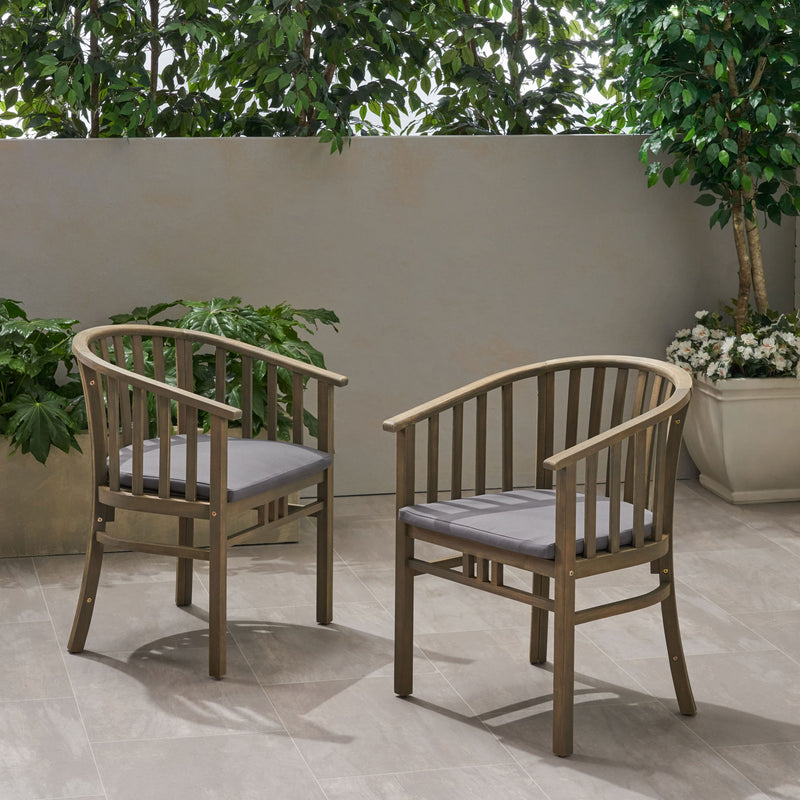 Outdoor Wooden Dining Chairs With Cushions (Set of 2) - R&R Furniture Gallery (Fountain Valley, CA)