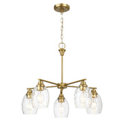 5 Lights Linear Arms With Chain Chandelier - Clear / Gold - R&R Furniture Gallery (Fountain Valley, CA)