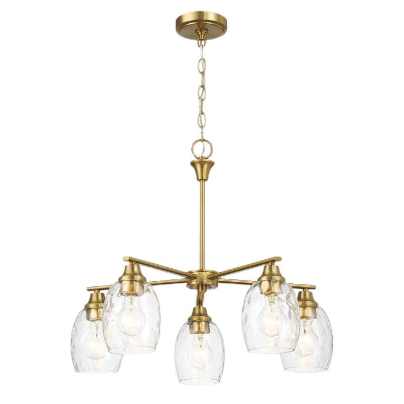 5 Lights Linear Arms With Chain Chandelier - Clear / Gold - R&R Furniture Gallery (Fountain Valley, CA)