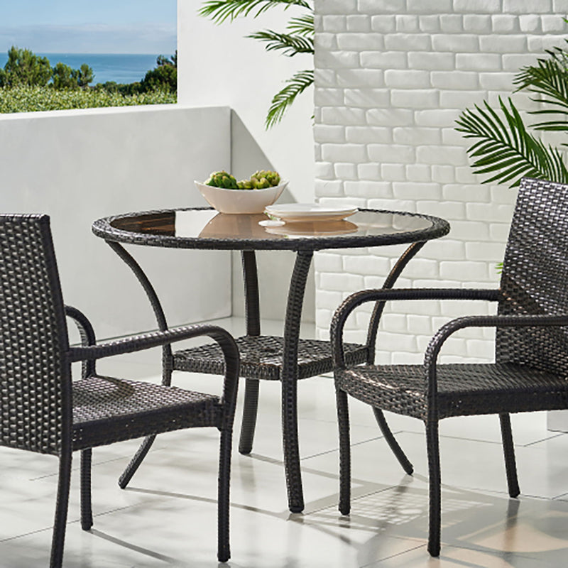 Outdoor Table With Woven Rattan Design - Brown - R&R Furniture Gallery (Fountain Valley, CA)