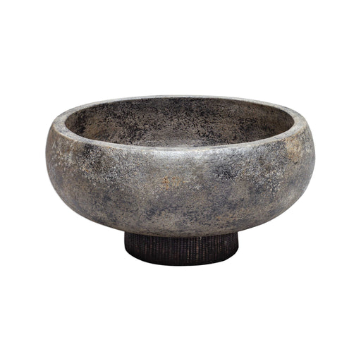 Uttermost Brixton bowl in aged black ceramic with textured design, perfect for decorative or functional use.