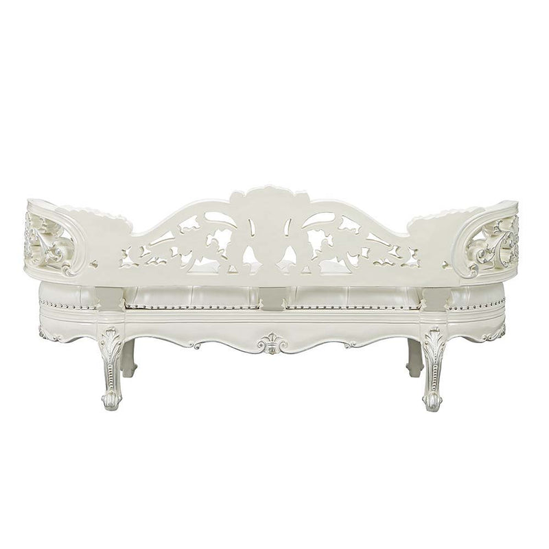 Adara - Bench - Pearl White Synthetic Leather & Antique White - R&R Furniture Gallery (Fountain Valley, CA)