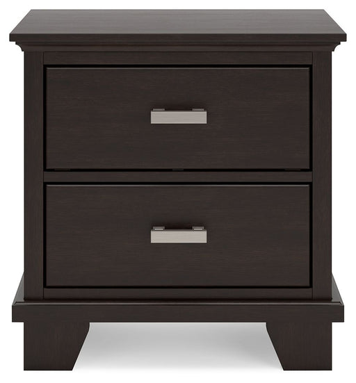 Covetown - Two Drawer Night Stand - Dark Brown - R&R Furniture Gallery (Fountain Valley, CA)