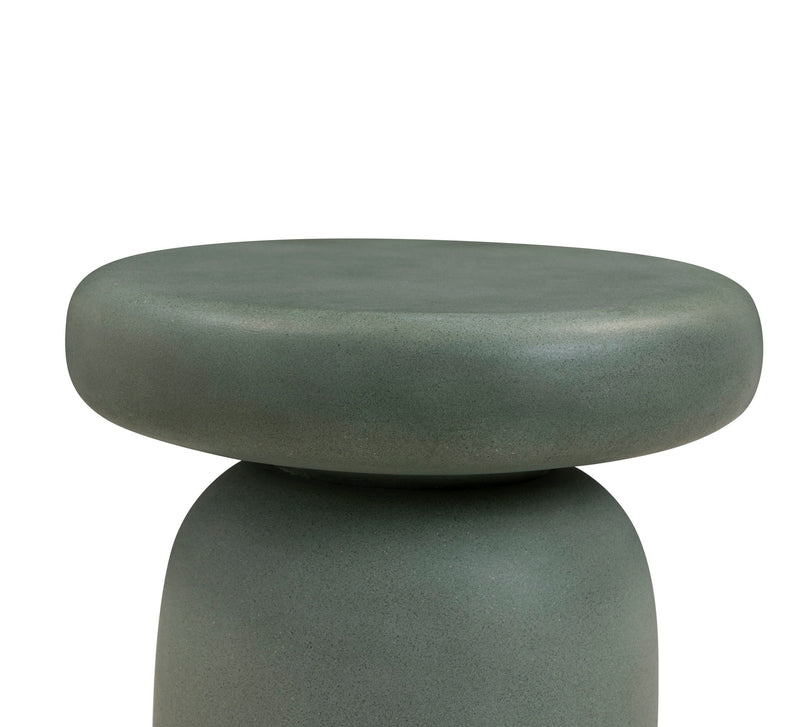 TOV Furniture Lydia side table with a sleek, modern design featuring a round top and slender metal legs.
