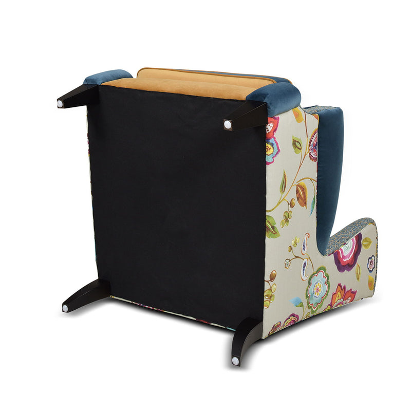 Anya - Boho Chic Wingback Accent Arm Chair - Floral / Leopard / Blue Teal / Yellow Gold - R&R Furniture Gallery (Fountain Valley, CA)