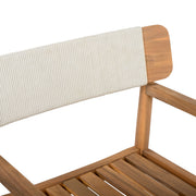 Creative Braided Acacia Wood Outdoor Dining Table And Chairs With Armrests (Set of 2) - Teak / White - R&R Furniture Gallery (Fountain Valley, CA)