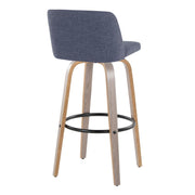 Lumi Source Toriano fixed height contemporary barstools with swivel and round footrest, set of 2, black with sleek modern design