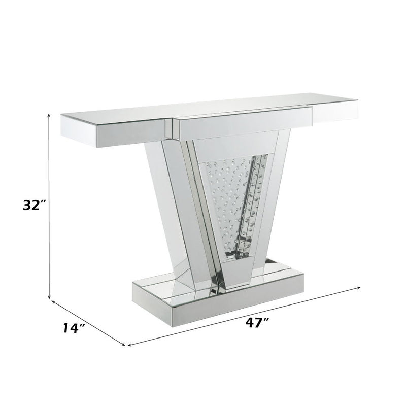 Nysa - 32"H Console Table - Mirrored & Faux Crystals - R&R Furniture Gallery (Fountain Valley, CA)