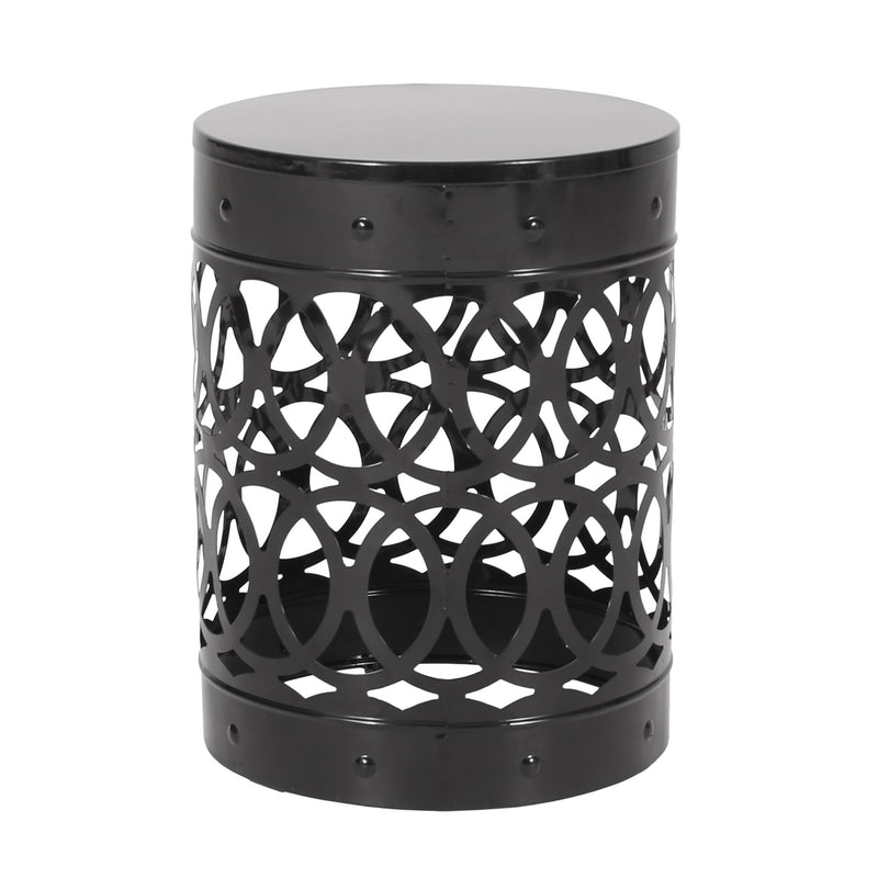 Modern outdoor metal large end table by Noble House with sleek design and sturdy frame, ideal for patio or garden spaces.
