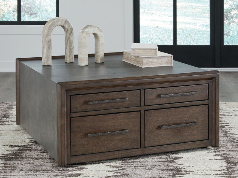Kallenny - Square Cocktail Table - Brown / Gray - R&R Furniture Gallery (Fountain Valley, CA)