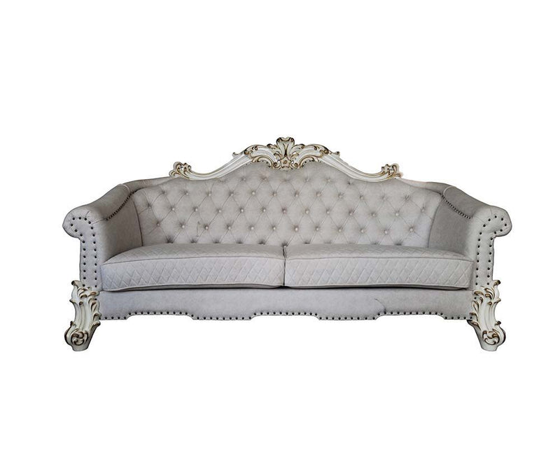 Vendome II - Sofa With 6 Pillows - Two Tone Ivory Fabric & Antique Pearl - R&R Furniture Gallery (Fountain Valley, CA)