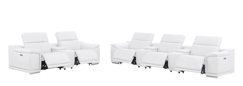 2679 - Power Reclining Sofa And Loveseat In Genuine Leather (5 Recliners With Power Headrests & 3 Consoles)