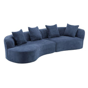 Elegant curved sectional sofa by Noble House featuring full foam cushions and a stylish stationary design in a modern living room setting.