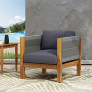 Outdoor Club Chair With Rattan Rope Wave - Dark Gray - R&R Furniture Gallery (Fountain Valley, CA)
