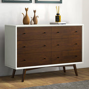 Dresser 6 Drawer - Dark Brown / White - R&R Furniture Gallery (Fountain Valley, CA)