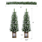 Artificial Christmas 3 Piece Set Wreath And 2 Entrance Trees With LED Lights - White / Green - R&R Furniture Gallery (Fountain Valley, CA)
