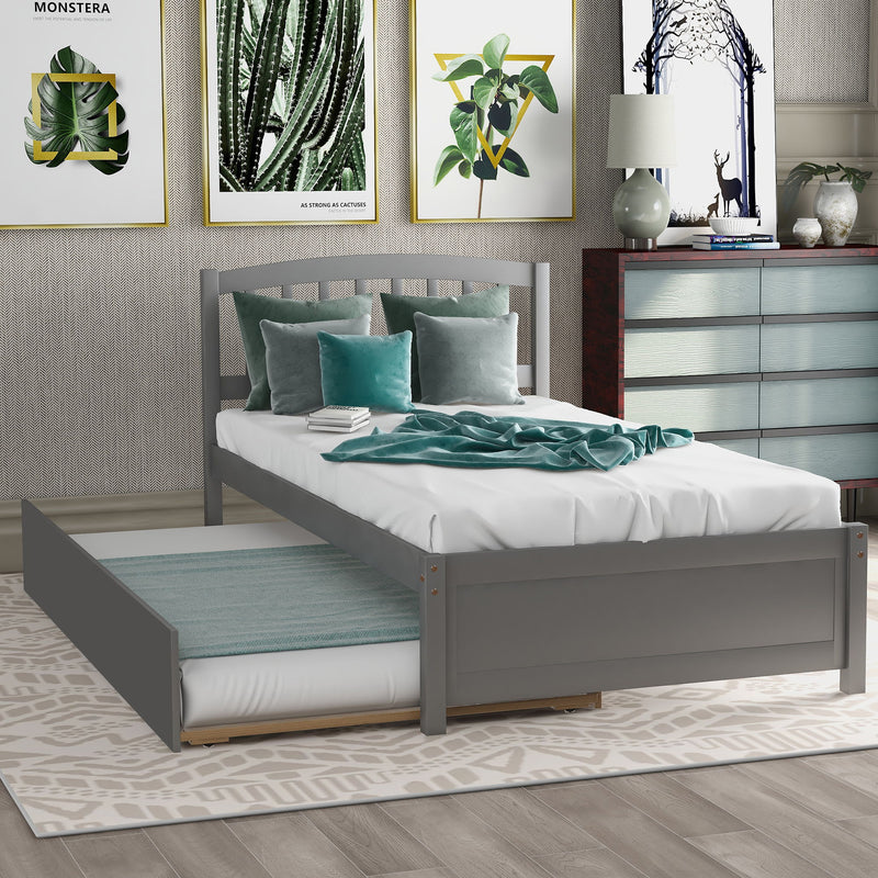 Platform Bed Wood Bed Frame With Trundle - R&R Furniture Gallery (Fountain Valley, CA)
