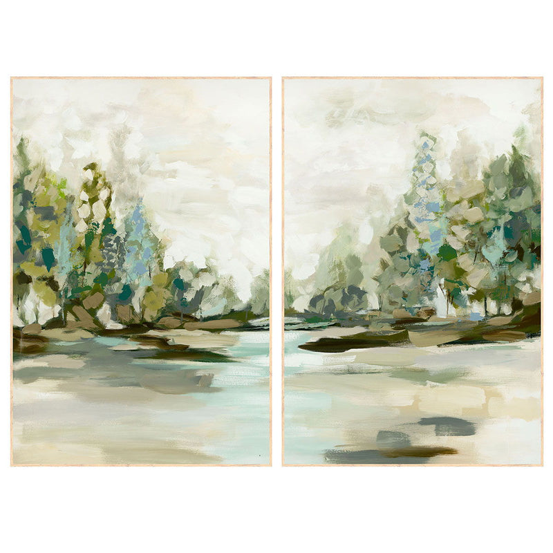 Taiga - 60" x 40" Painting By Buddy Whitlock (Set of 2) - Oak Natural - R&R Furniture Gallery (Fountain Valley, CA)