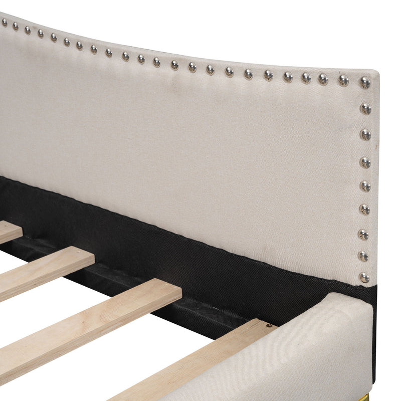 Upholstered Daybed With Headboard And Armrest, Support Legs - R&R Furniture Gallery (Fountain Valley, CA)