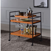 Oaken - Serving Cart - Honey Oak & Black - R&R Furniture Gallery (Fountain Valley, CA)