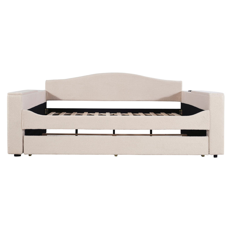 Upholstered Daybed With Storage Armrests, Trundle And Latest Integrated tooth Audio System - R&R Furniture Gallery (Fountain Valley, CA)