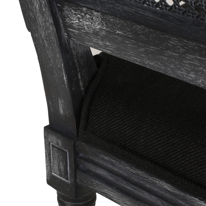 French Country Dining Chair With Rectangular Cane Backrest And Smooth Upholstered Seating - R&R Furniture Gallery (Fountain Valley, CA)