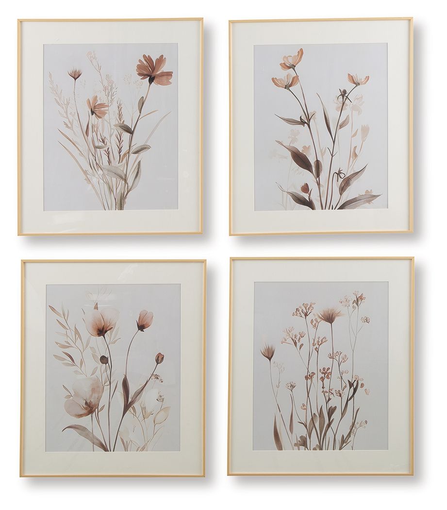 Chettings - Wall Art Set (Set of 4) - Beige / Gray / Blush - R&R Furniture Gallery (Fountain Valley, CA)