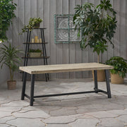 Noble House Equilibrium outdoor dining table with wooden frame and slat top, perfect for garden or patio dining areas.