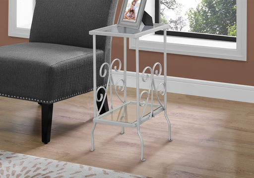 Accent Table, Side Tempered Glass, Transitional - Silver - R&R Furniture Gallery (Fountain Valley, CA)