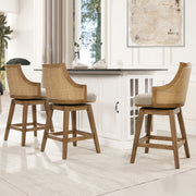 Bahama - Cane High Back Swivel Counter Stool With Recessed Arms Textured Weave - Taupe Beige - R&R Furniture Gallery (Fountain Valley, CA)