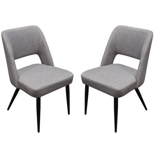 Set of (2) Reveal Dining Chairs in Grey Fabric w/ Black Powder Coat Metal Leg