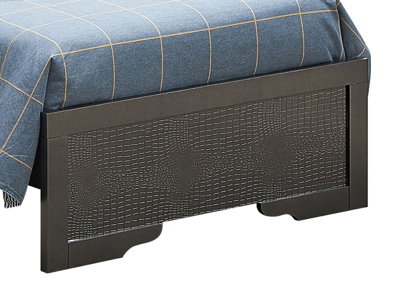 Upholstered Lorana bed in a modern bedroom setting, showcasing a stylish, padded headboard and clean design by Glory Furniture.