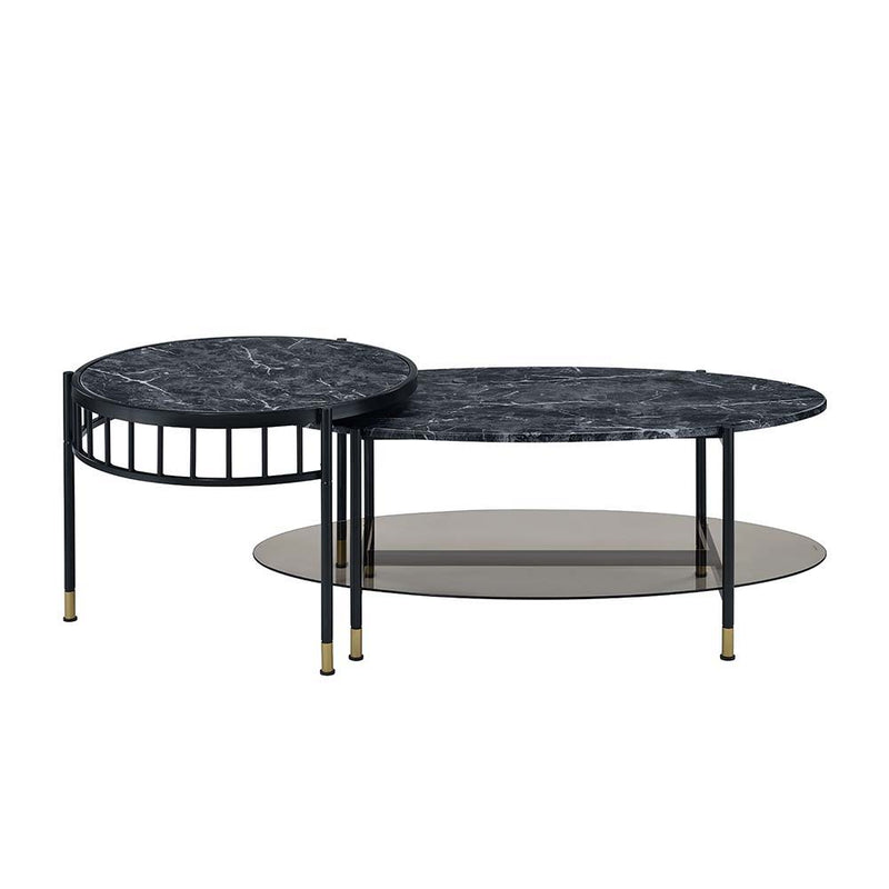 Silas - Nesting Coffee Table Set - Faux Marble Top & Black - R&R Furniture Gallery (Fountain Valley, CA)