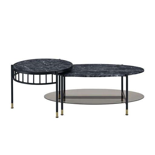 Silas - Nesting Coffee Table Set - Faux Marble Top & Black - R&R Furniture Gallery (Fountain Valley, CA)