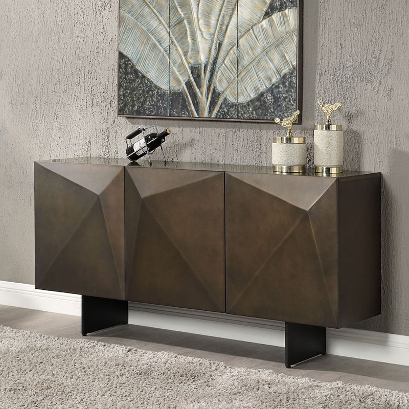 Malika - Ceramic Top Server - Copper Cross Brushed - R&R Furniture Gallery (Fountain Valley, CA)