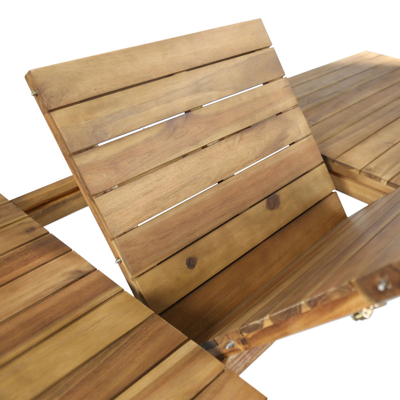 Wilson - Expandable Dining Table With Slat Design - Teak Acacia Wood - R&R Furniture Gallery (Fountain Valley, CA)