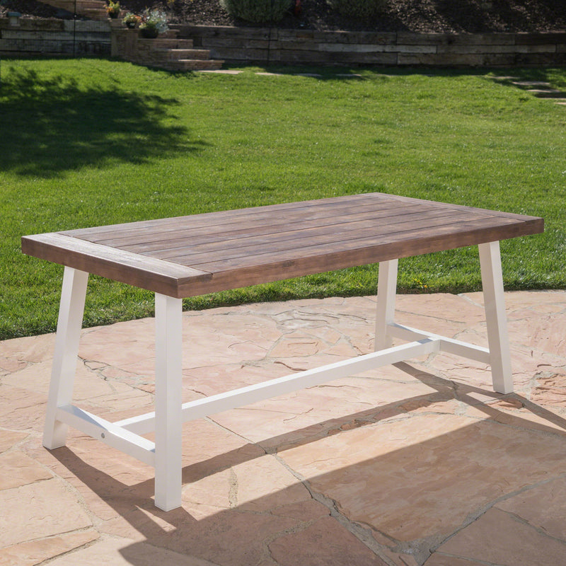 Outdoor Sandblast Finish Acacia Wood Dining Table - R&R Furniture Gallery (Fountain Valley, CA)