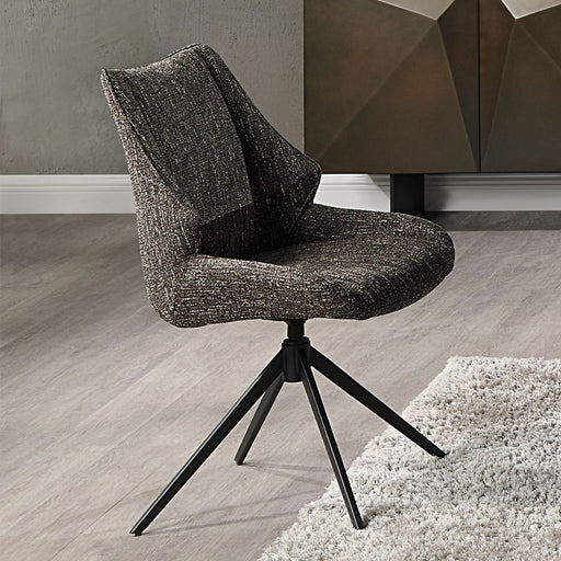 Malika - Side Chair With Swivel (Set of 2) - Brown Chenille - R&R Furniture Gallery (Fountain Valley, CA)