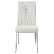 Kamaile - Side Chair (Set of 2) - Beige Synthetic Leather & Chrome - R&R Furniture Gallery (Fountain Valley, CA)