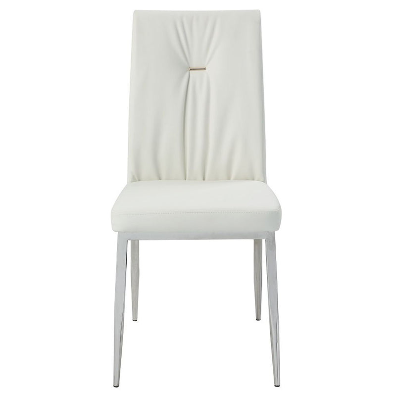 Kamaile - Side Chair (Set of 2) - Beige Synthetic Leather & Chrome - R&R Furniture Gallery (Fountain Valley, CA)