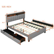 Upholstered Platform Bed With Storage Headboard, Trundle & 2 Drawers And A Set Of Sockets & USB Ports - R&R Furniture Gallery (Fountain Valley, CA)