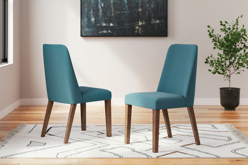Lyncott - Dining Uph Side Chair (Set of 2) - Blue / Brown - R&R Furniture Gallery (Fountain Valley, CA)