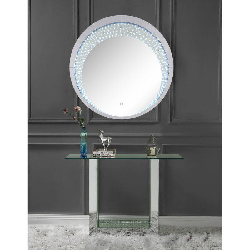 Nysa - 46" Console Table - Mirrored & Faux Crystals - R&R Furniture Gallery (Fountain Valley, CA)