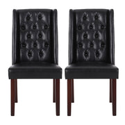 Noble House tufted dining chair with high back design, elegant upholstery, and wooden legs in a set for stylish dining room seating.