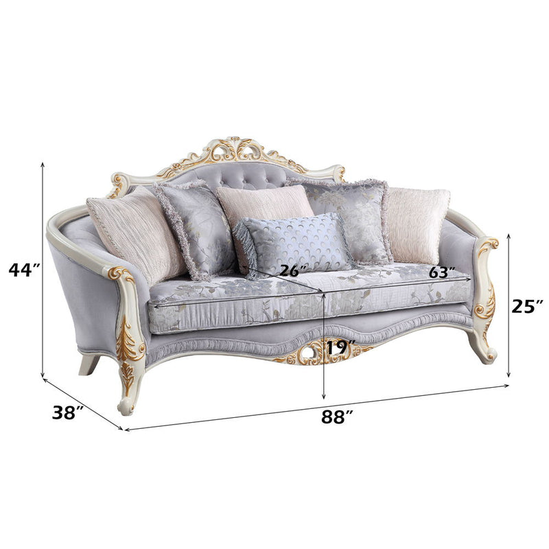 Galelvith - Sofa With 6 Pillows - Gray Fabric - R&R Furniture Gallery (Fountain Valley, CA)