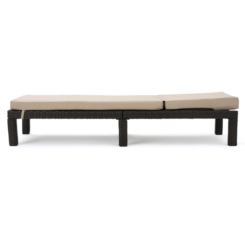 Puerta - Chaise Lounge Frame Cushion Outdoor Wicker Iron - Beige / Dark Brown - R&R Furniture Gallery (Fountain Valley, CA)