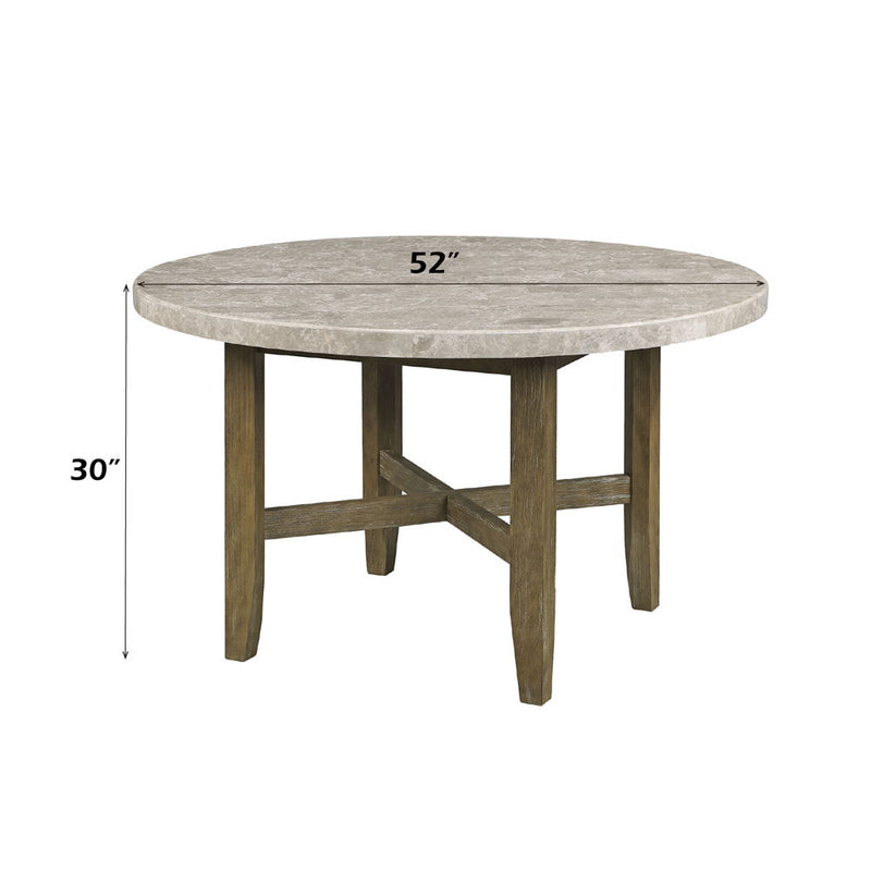 Karsen - Dining Table With Marble Top - Natural Marble Top & Rustic Oak - R&R Furniture Gallery (Fountain Valley, CA)