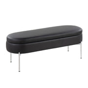 Lumi Source Chloe contemporary glam storage bench with upholstered seat and sleek wooden legs, ideal for living room decor.